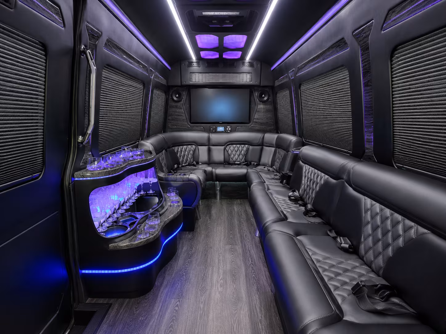 buena park 30 passenger party bus interior